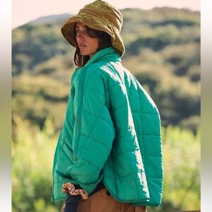 Free People Pippa Packable Puffer Jacket in Sport Green Size Large